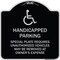 Signmission Handicapped Parking Special Plate Required Unauthorized Vehicles May Be Removed at Ow, BS-1818-23913 A-DES-BS-1818-23913 - alternate 1